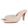 Discount Christian Louboutin Apostropha Mule Mesh Strass Leche